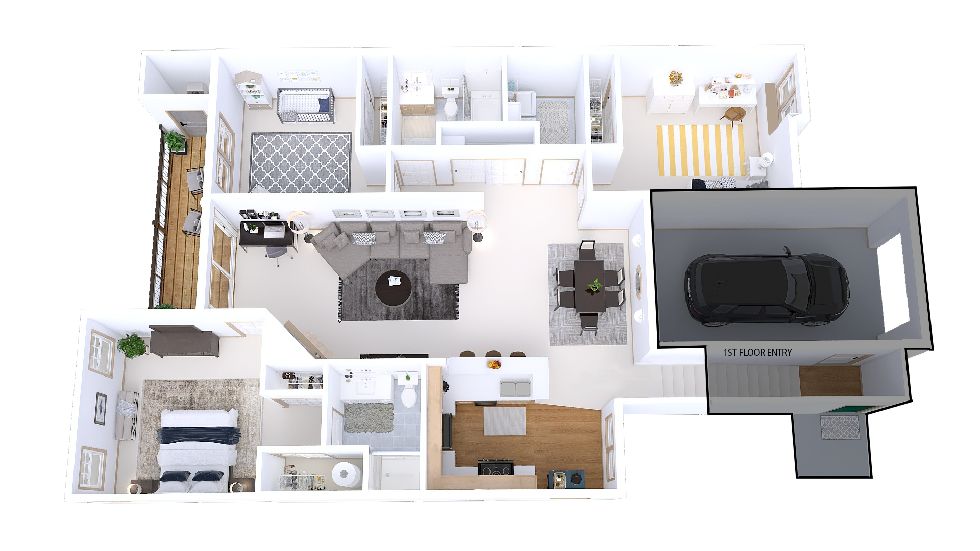 Floor plan for 3 beds, 2 baths, 1565 sqft